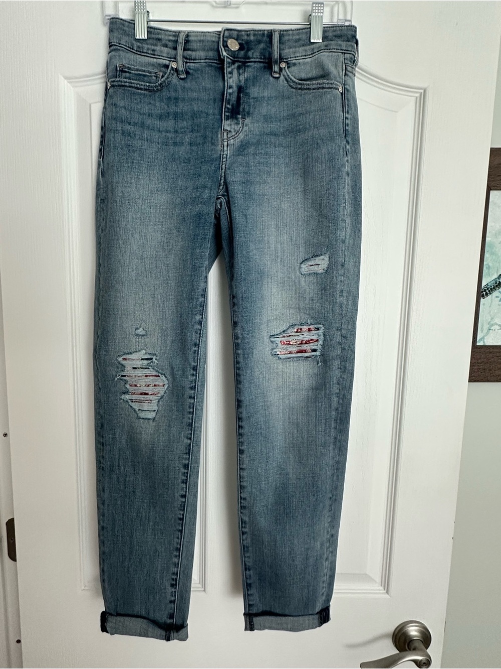 White House Black Market Light Blue Distressed Boyfriend Jeans